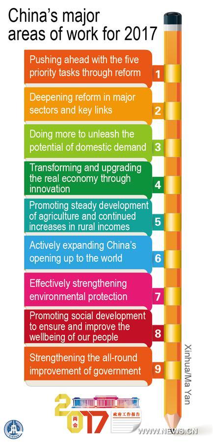 Graphics: China's major areas of work for 2017