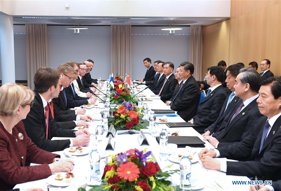 Chinese president meets Finnish PM on bilateral cooperation