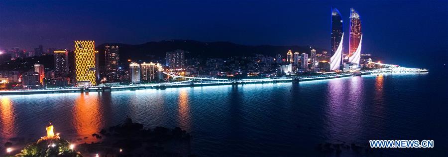 Amazing night view of Xiamen, host city for 2017 BRICS Summit