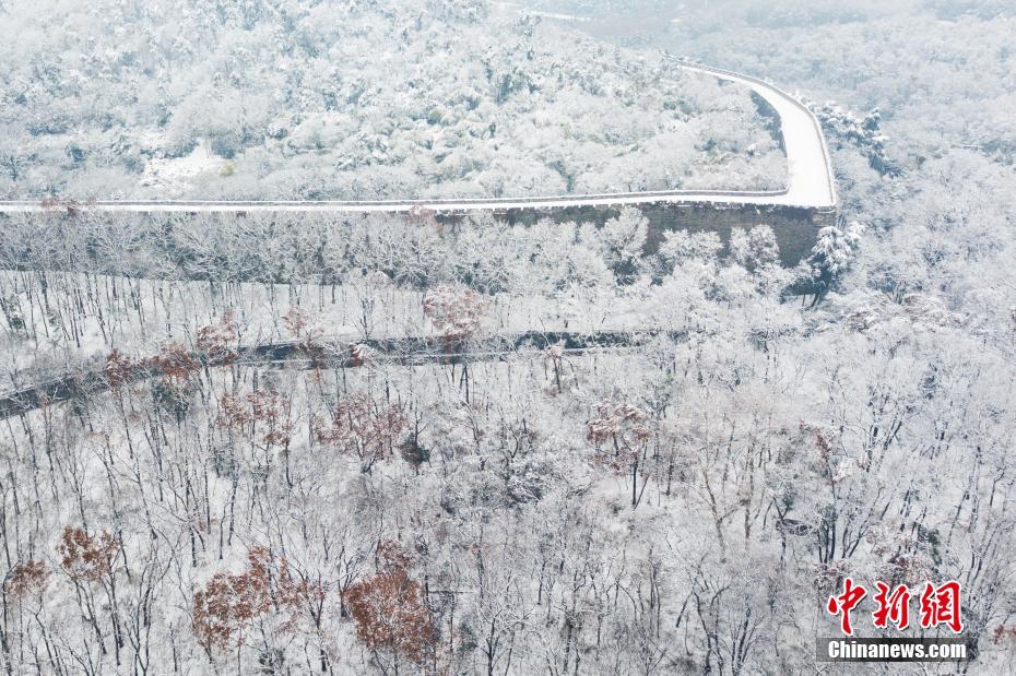 Aerial view of Nanjing after snowfall