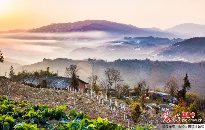 Picturesque scenery of snow-covered Zhuxi County in C China