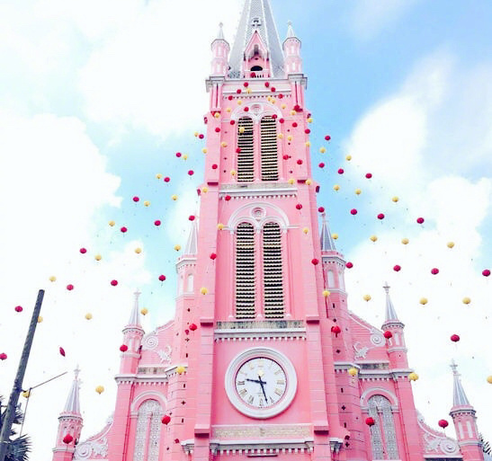 So beautiful pink church! Tan Dinh Church in Vietnam