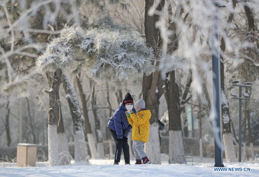 Rime scenery along Hunhe River in NE China