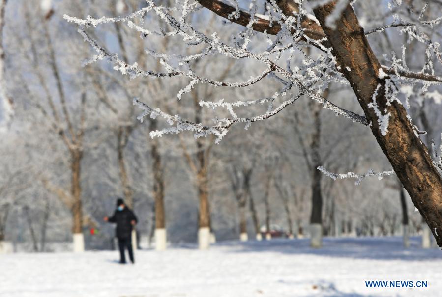 Rime scenery along Hunhe River in NE China