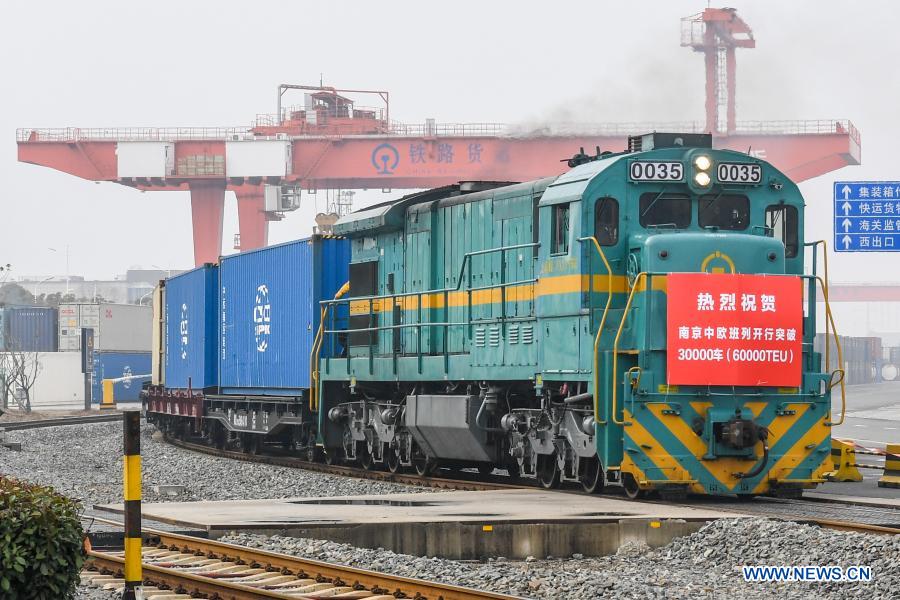 60,000 twenty-foot equivalent unit containers shipped from Nanjing to Europe