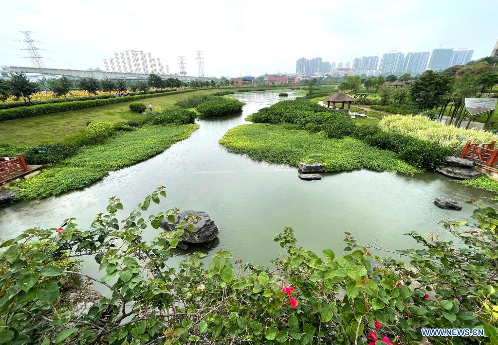 Scenery of Nakao River wetland park in Nanning