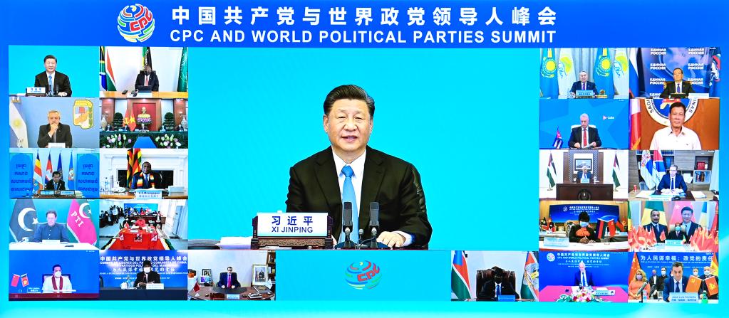 Xi urges world political parties to shoulder responsibility for pursuit of people's wellbeing, progress of mankind