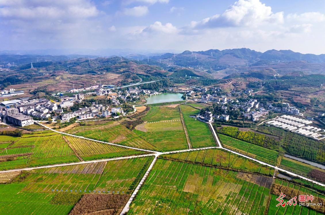 Autumn countryside with beautiful scenery and flourishing industry