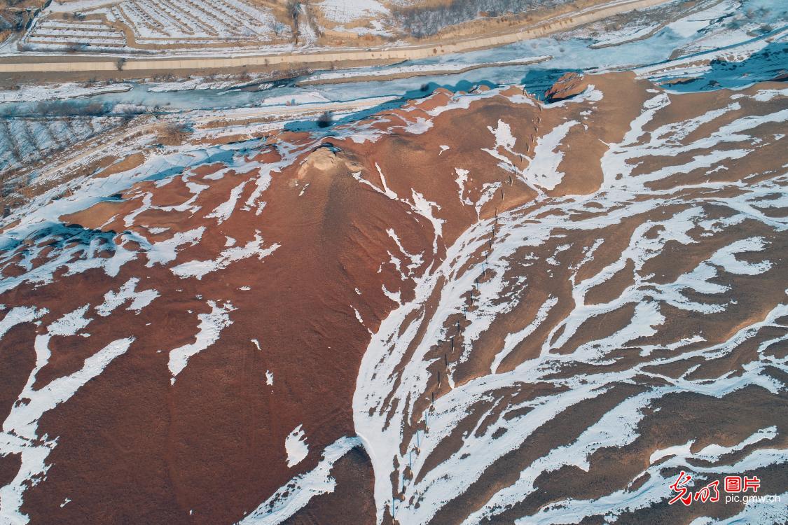 Snowfall on Gobi Desert