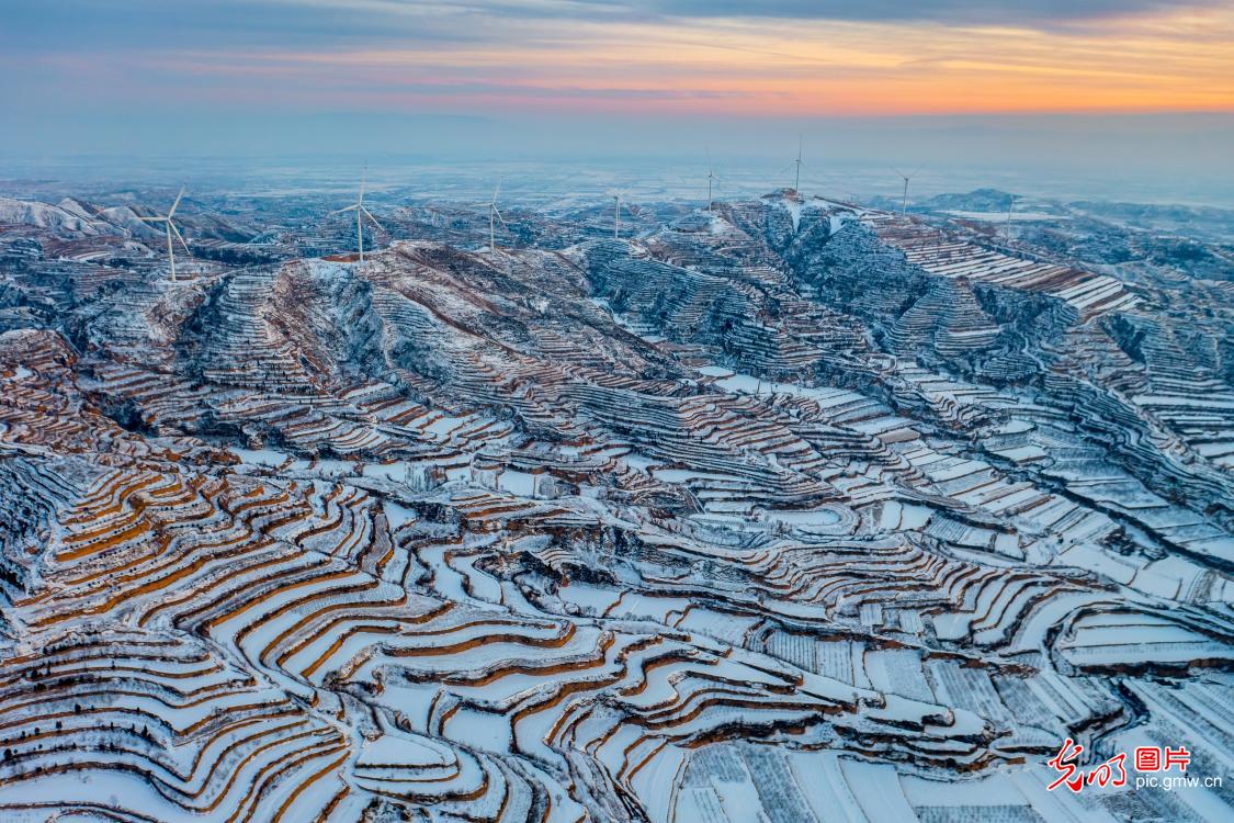 Yuncheng City of N China’s Shanxi: Picturesque terraces after snow