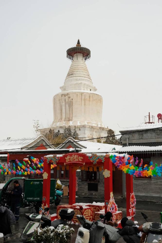 In pics: Citizens visit snow-covered Baita Temple in Beijing