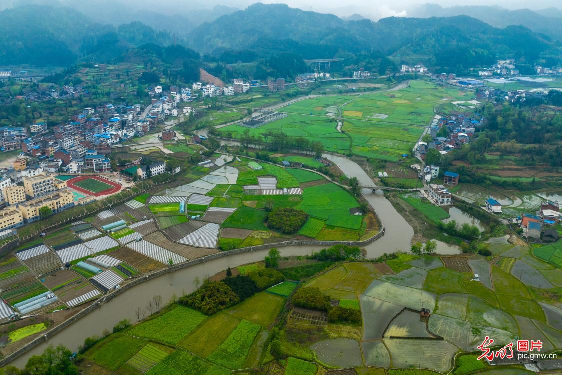 Beautiful rural scenery after rain