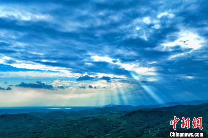 Aerial view of Zhenping County covered by morning glow in C China’s Henan Province