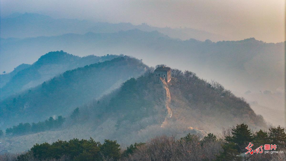 Scenery of early winter Great Wall in Hebei