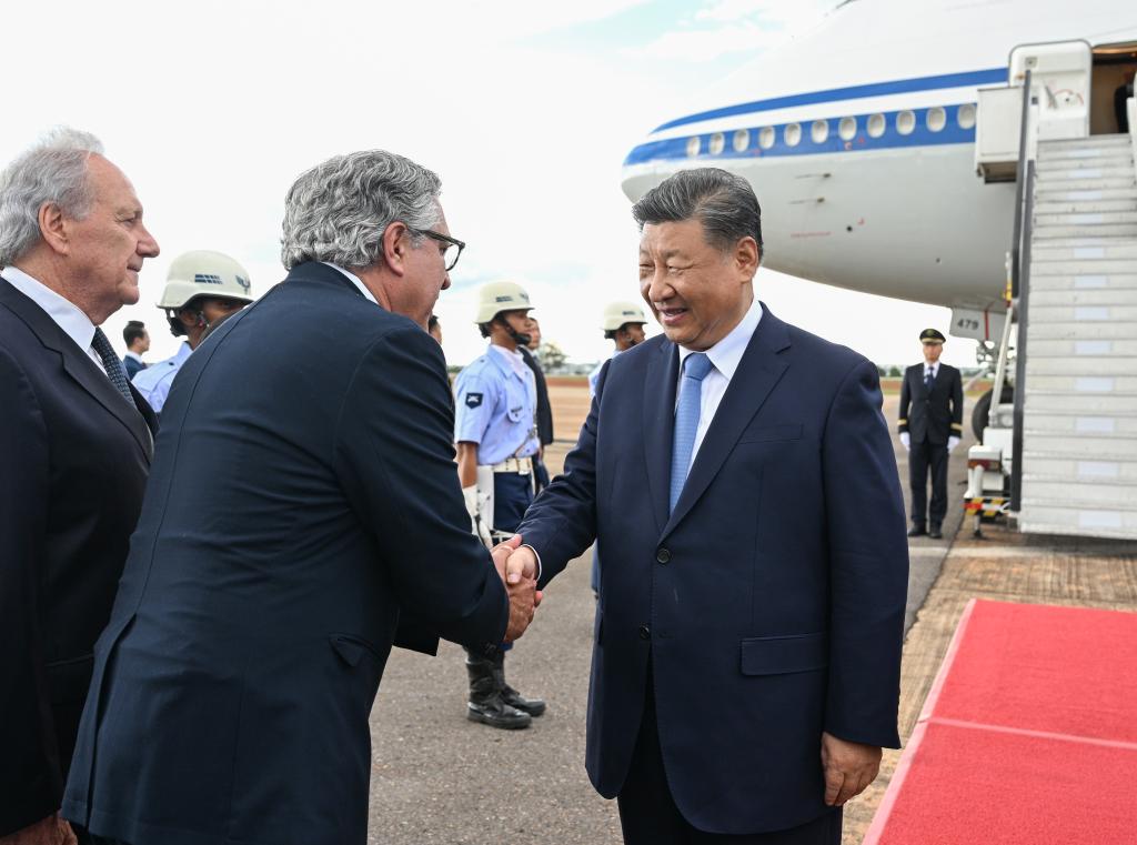 Xi arrives in Brasilia for state visit to Brazil