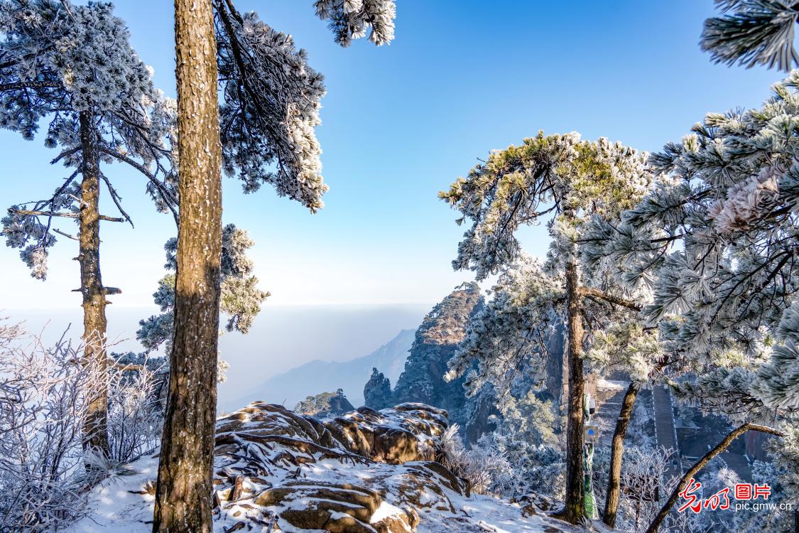 Misty frost at Jiuhua Mountain bewilder tourists