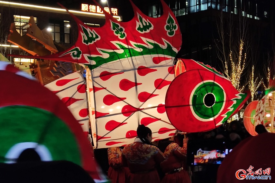 Intangible cultural heritage fish lantern dance lights up Beijing’s Shougang Park during Spring Festival