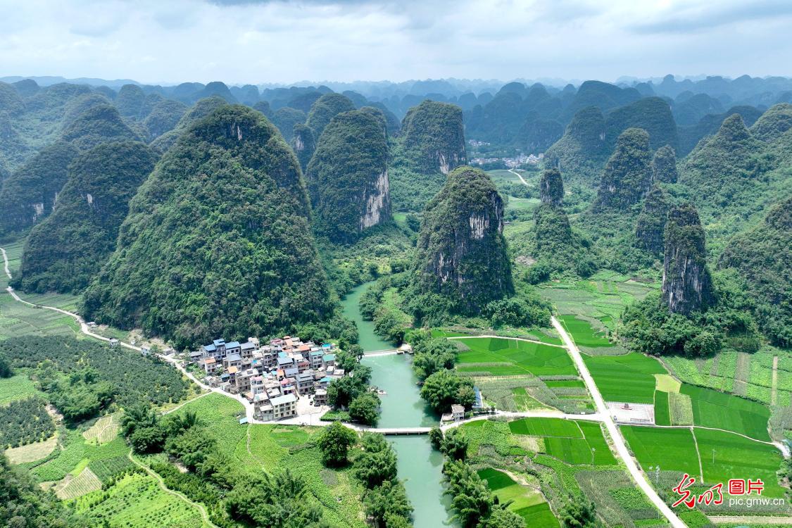 Aerial view reveals vibrant rural landscape in south China's Guangxi