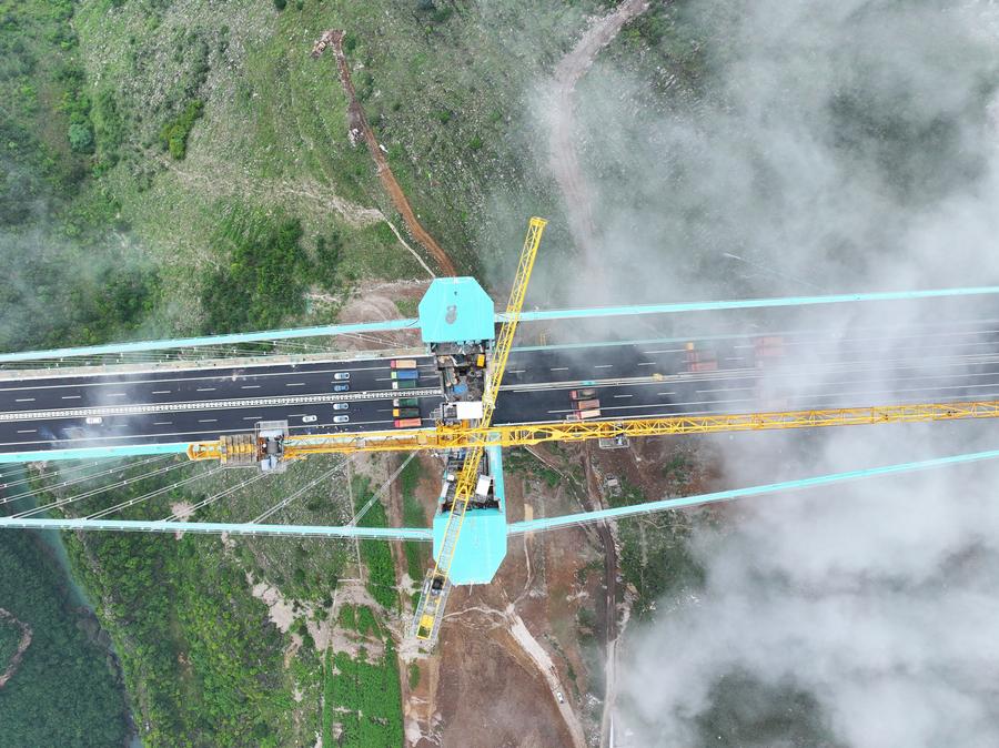 World's tallest bridge set for load testing in SW China's Guizhou