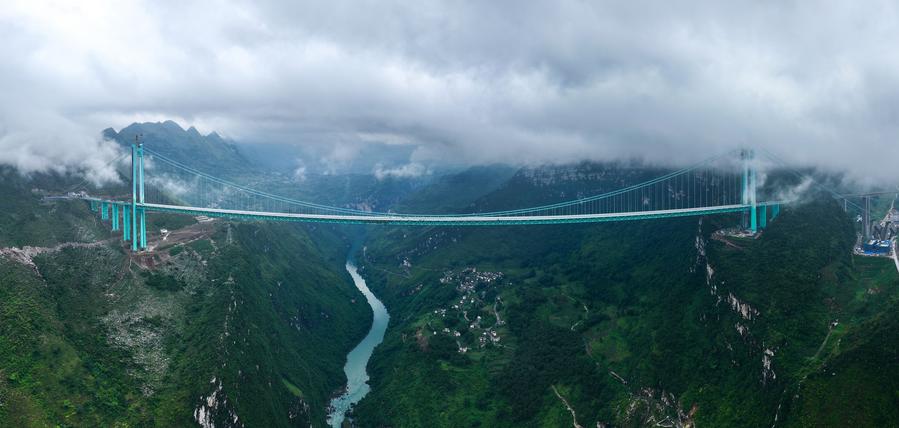 World's tallest bridge set for load testing in SW China's Guizhou