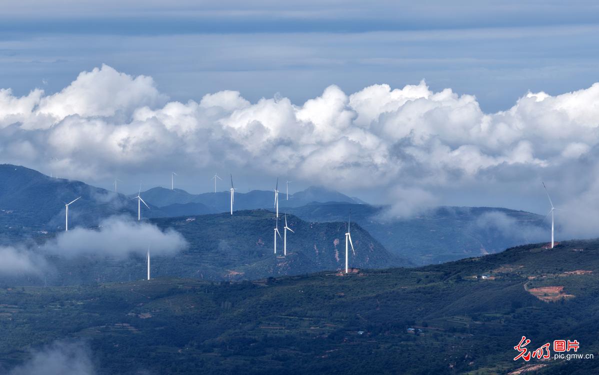 Cloud sea after autumn rain blankets Juci Mountain in central China's Henan