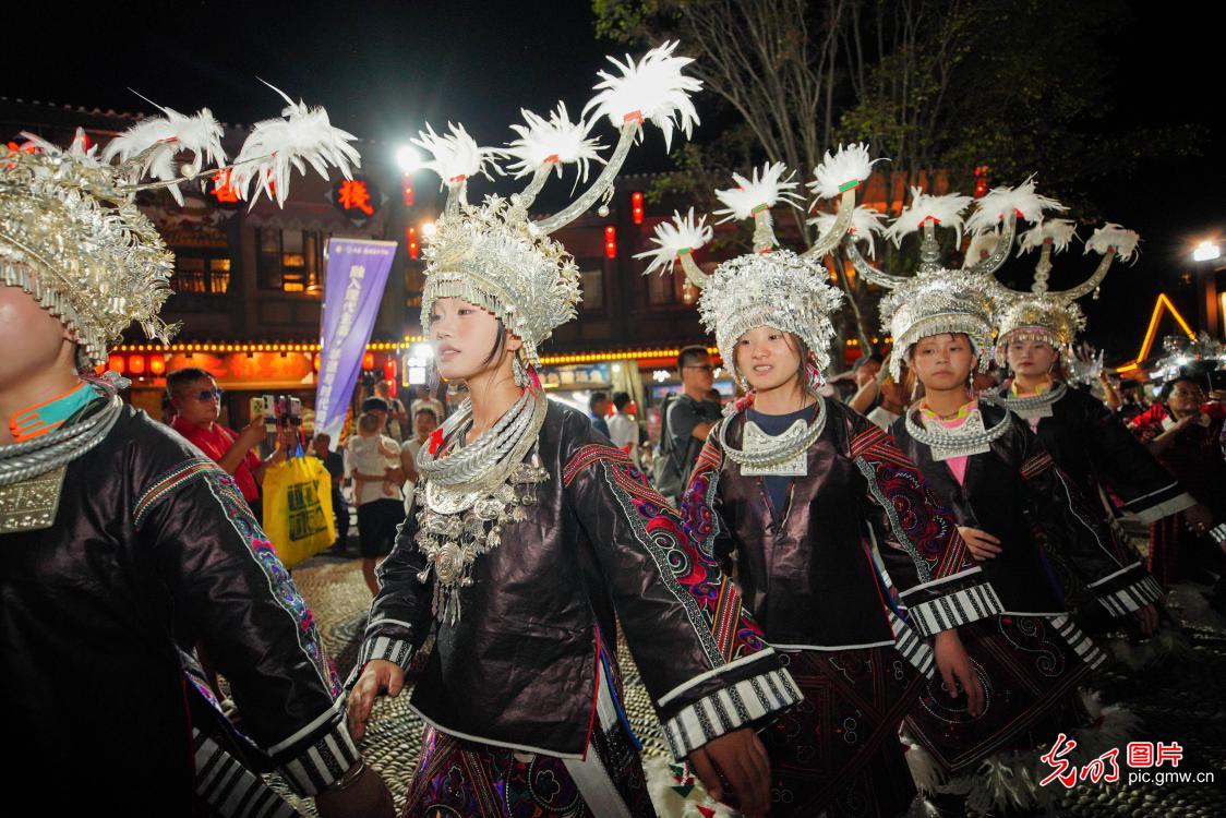 Miao people perform traditional dance as intangible cultural heritage gala opens in SW China's Guizhou Miao people perform traditional dance as intangible cultural heritage gala opens in SW China's Guizhou