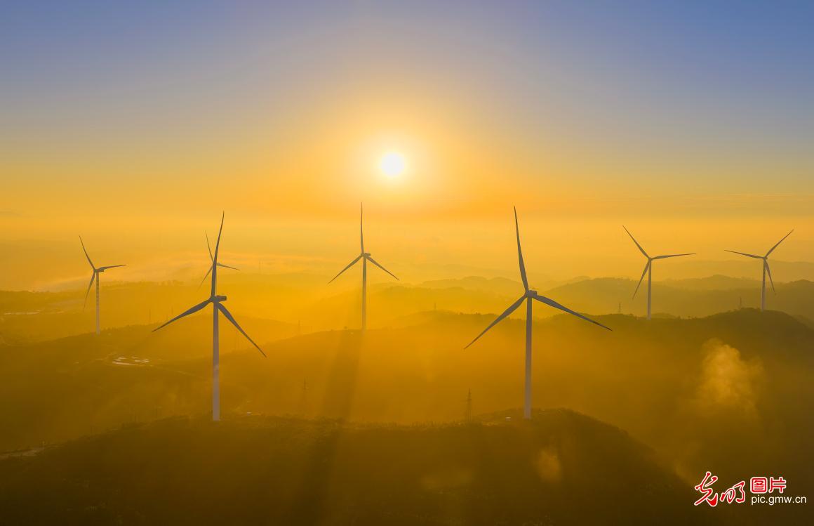 Magnificent cloud sea at wind farm Magnificent cloud sea at wind farm