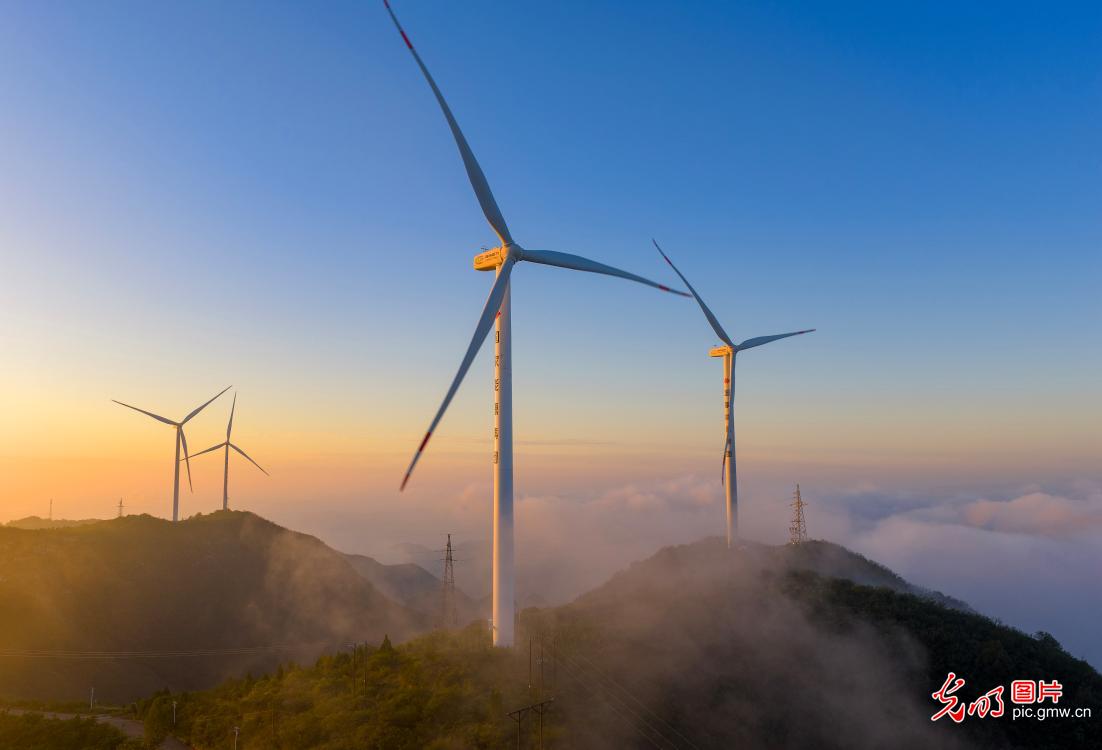 Magnificent cloud sea at wind farm Magnificent cloud sea at wind farm