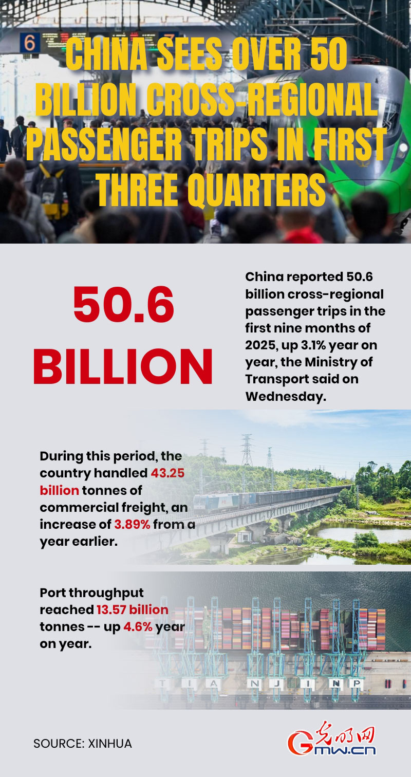 Poster: China sees over 50 billion cross-regional passenger trips in first three quarters