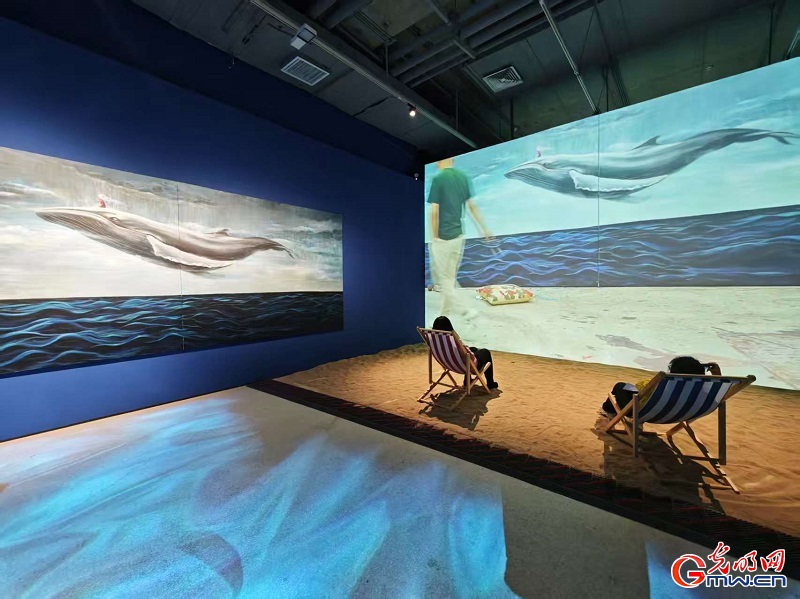 Visitors explore immersive contemporary art exhibition in Beijing