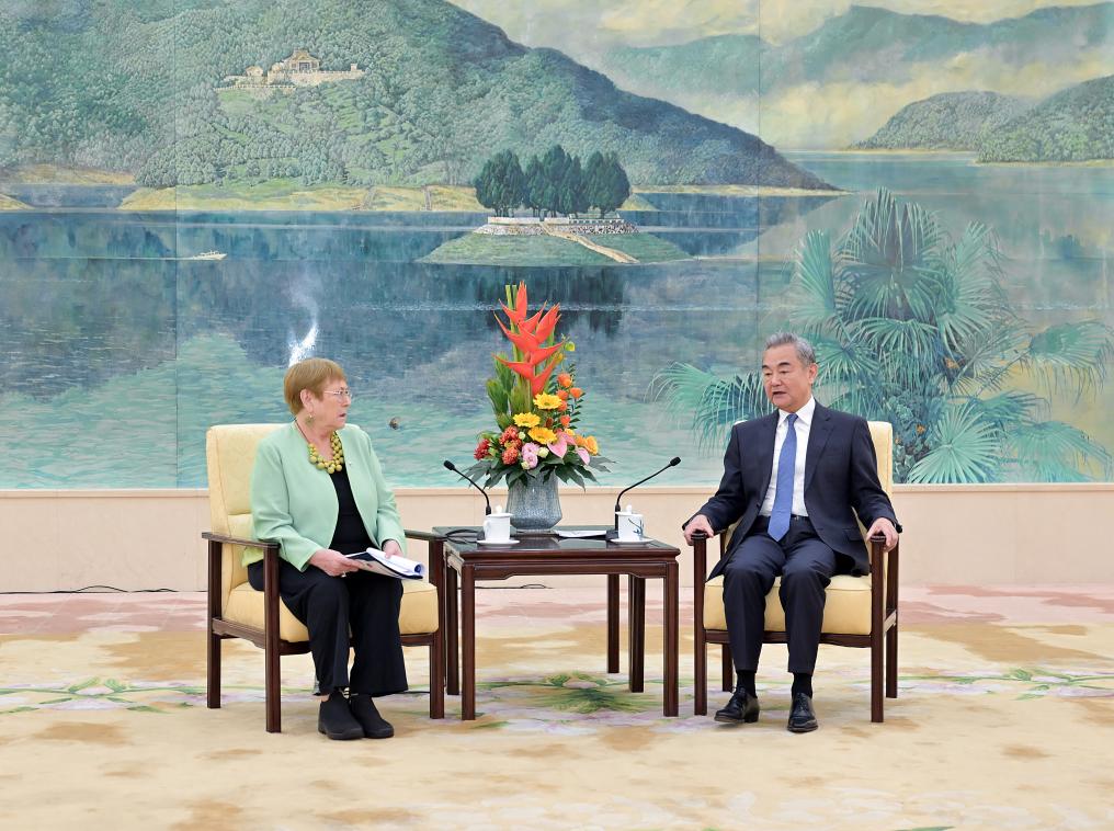 Chinese FM meets former Chilean president