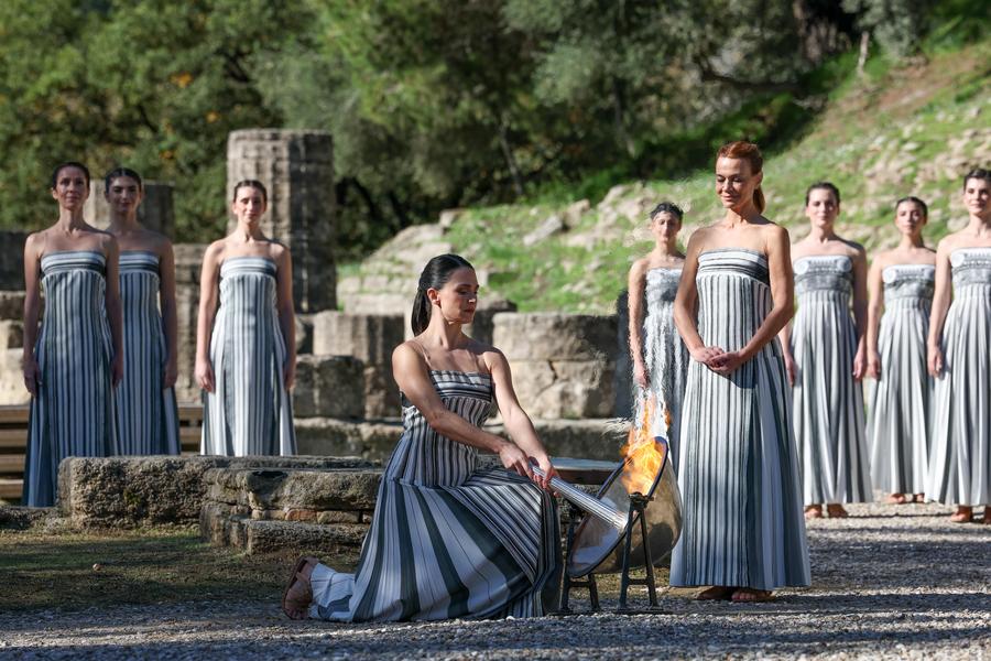 Flame for 2026 Milan-Cortina Winter Olympics lit in Ancient Olympia