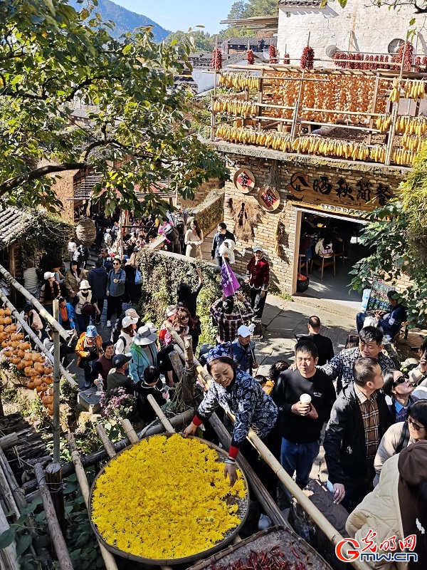 Autumn harvest colors brighten Huangling village
