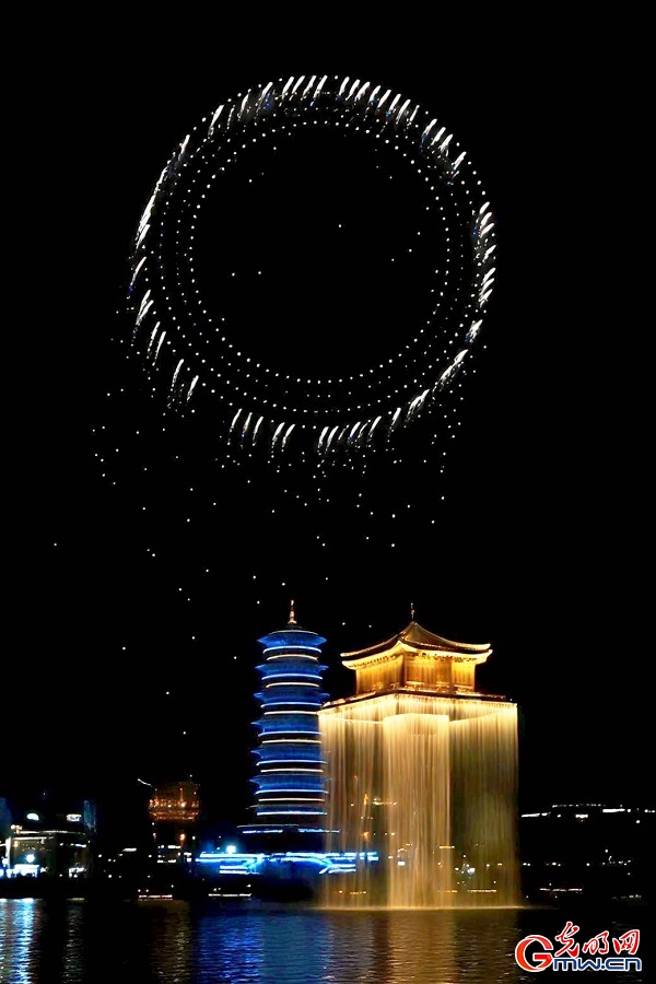 Drone fireworks create dazzling night spectacle over Wunvzhou