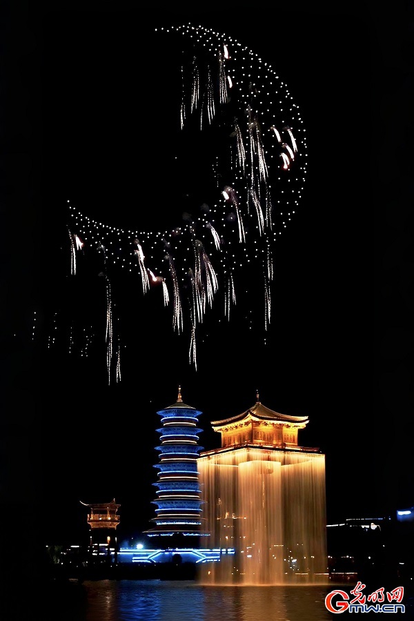 Drone fireworks create dazzling night spectacle over Wunvzhou