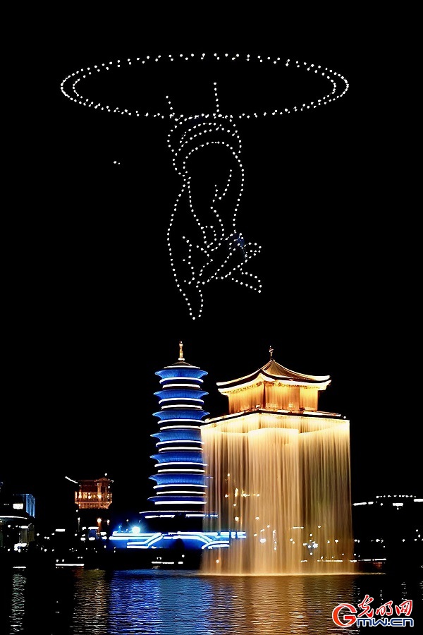 Drone fireworks create dazzling night spectacle over Wunvzhou