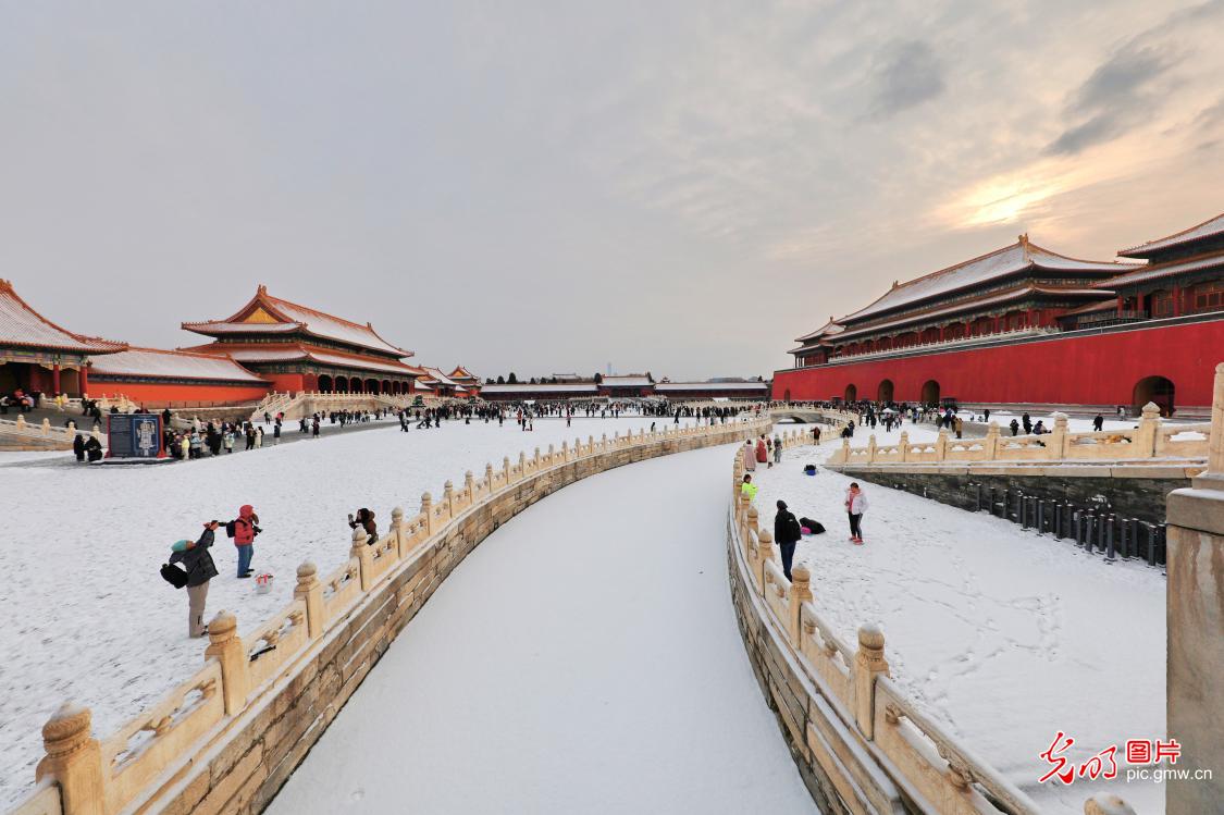 Snow-cleared Forbidden City in Beijing