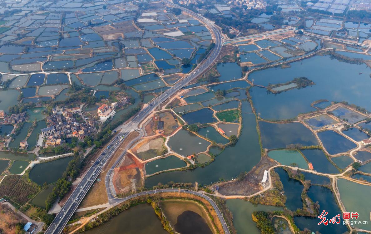 Sunset paints Gulao Water Town in south China's Guangdong