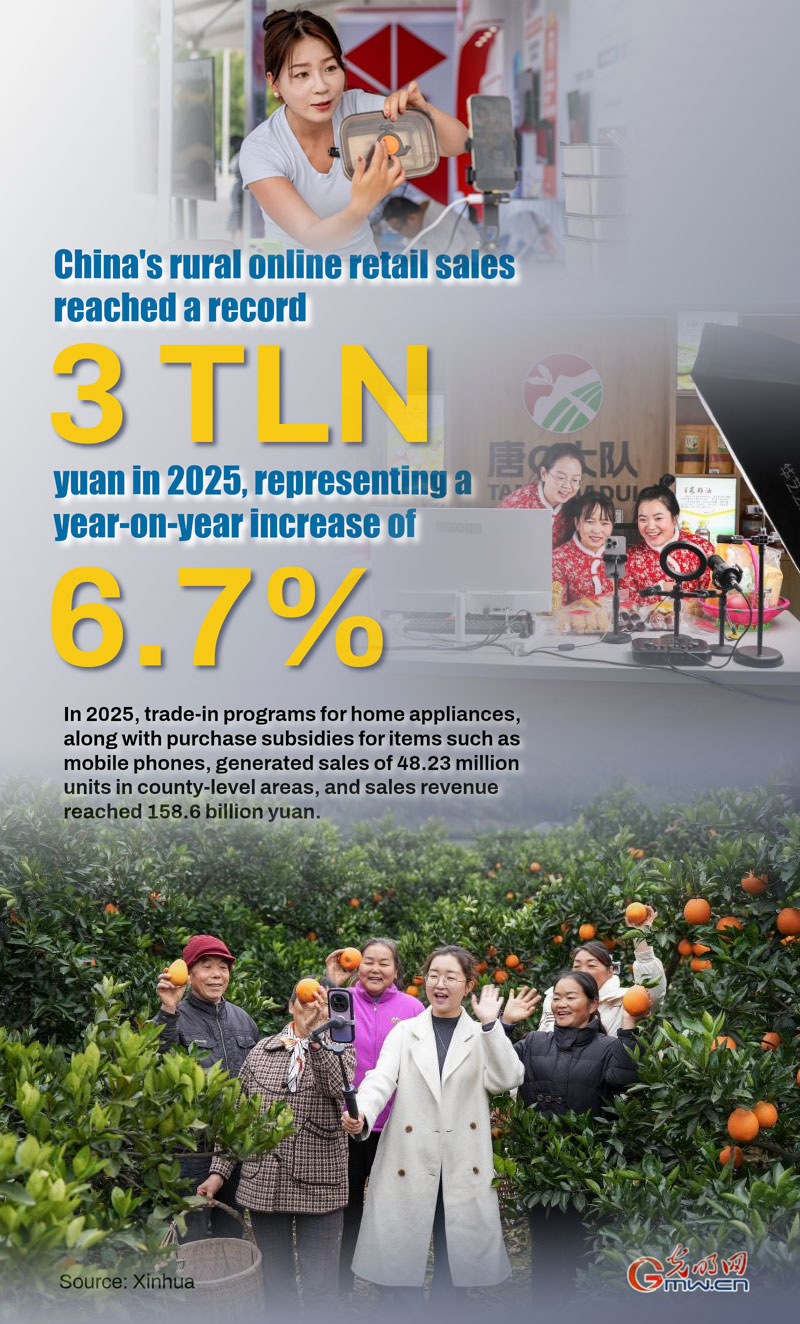 Poster: China's rural online retail sales reach 3 trln yuan in 2025