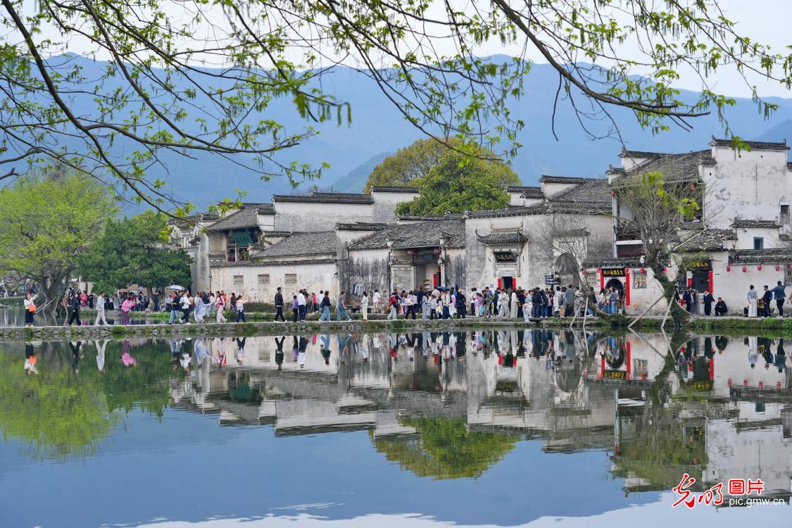 Hongcun Village draws visitors with picturesque spring scenery
