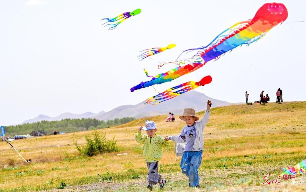 Colorful kites soar across sky in Inner Mongolia