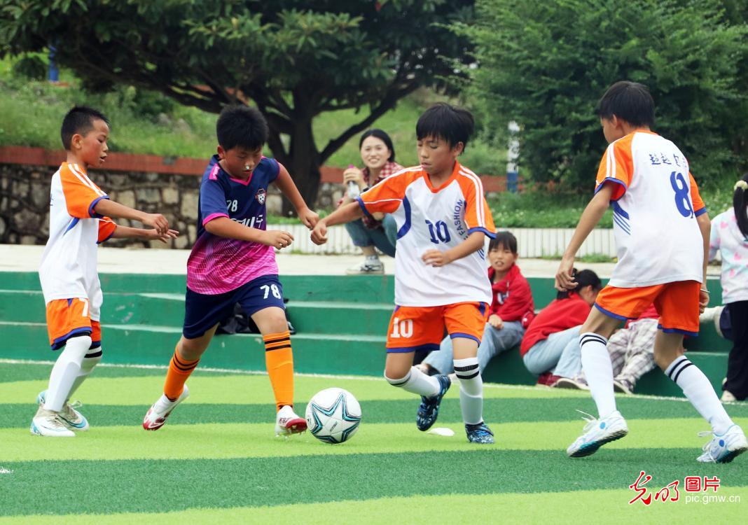 Young footballers embrace healthy childhood in SW China's Guizhou