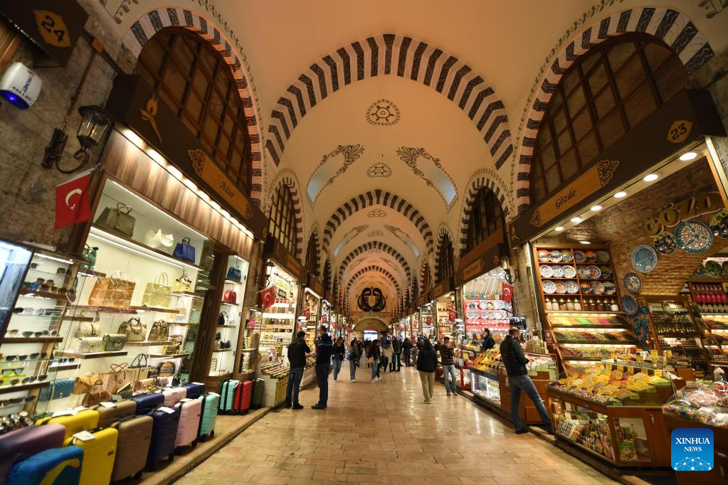 People shop at historical bazaars in Istanbul