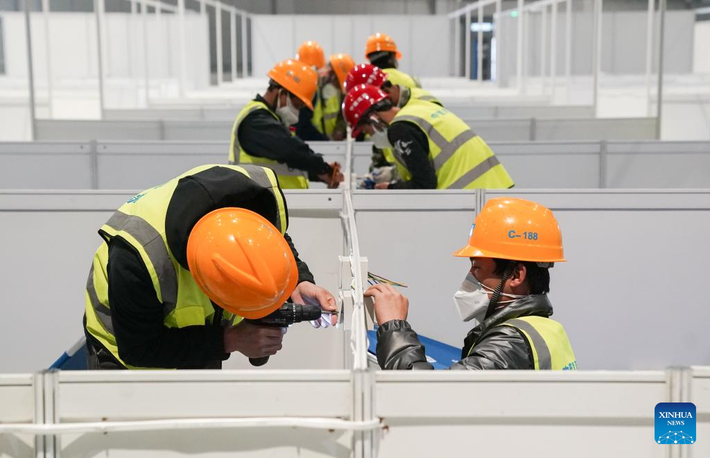 Another makeshift hospital under construction in Shanghai