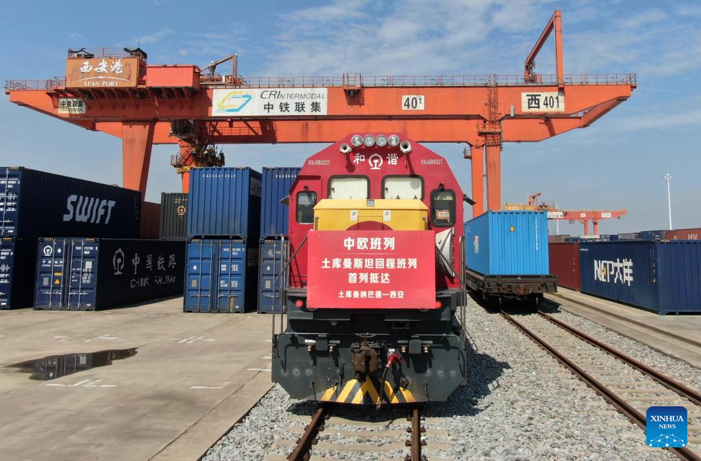 China-Europe freight train from Turkmenistan arrives at China's Xi'an