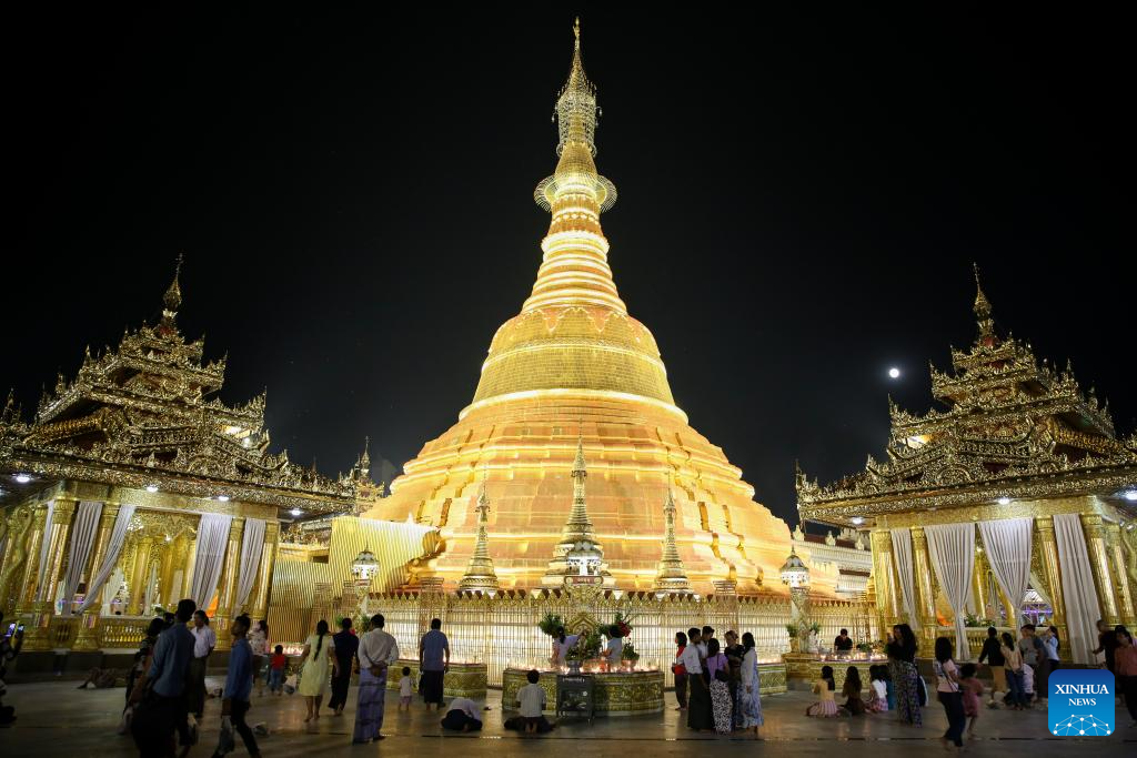 People celebrate Tazaungdaing festival in Myanmar