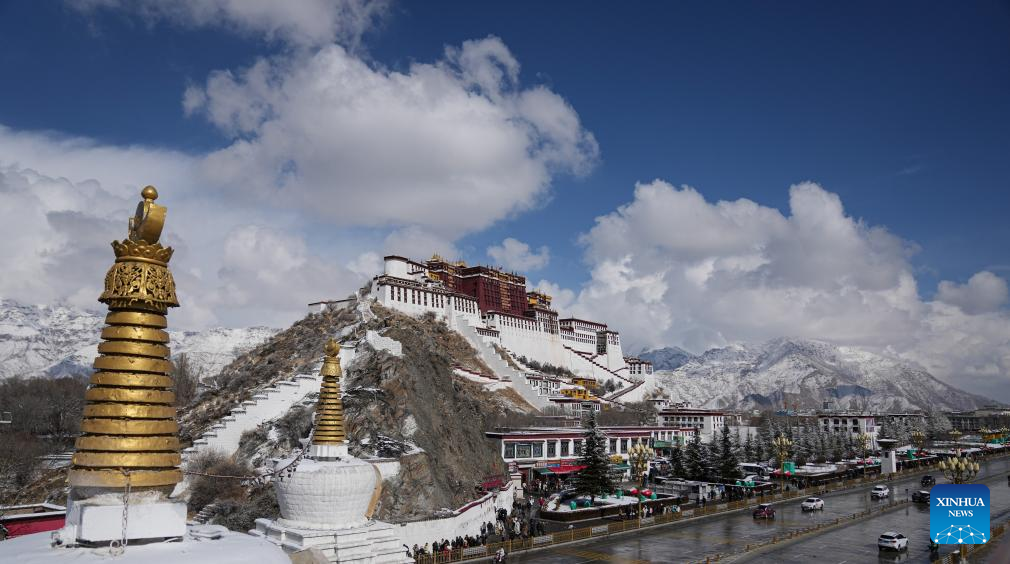 In pics: snow falls in Lhasa