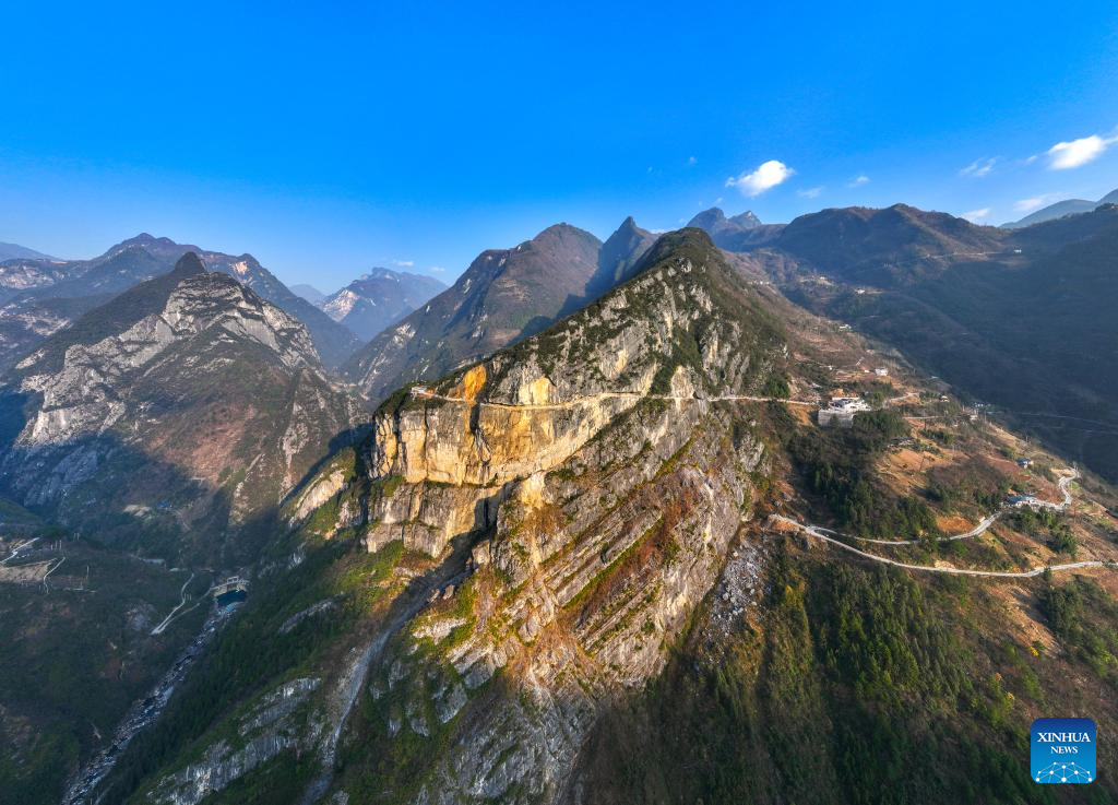 View of Lanying Cliff Road in SW China's Chongqing