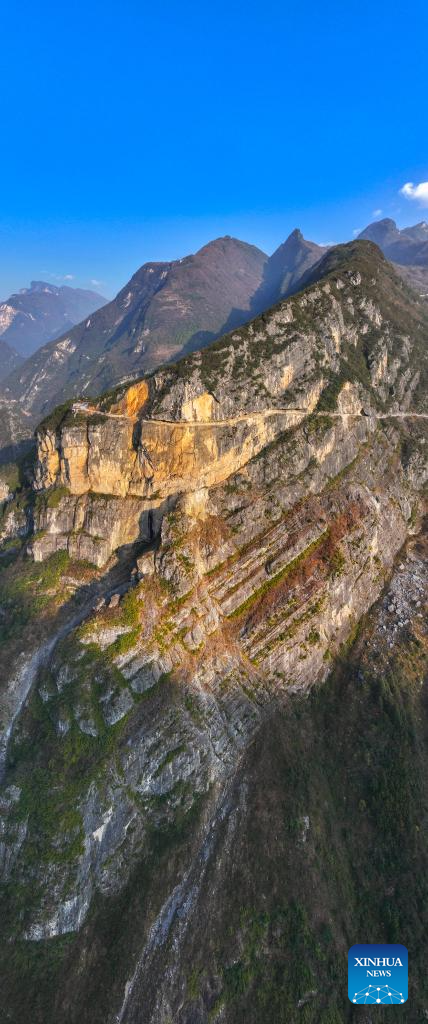 View of Lanying Cliff Road in SW China's Chongqing