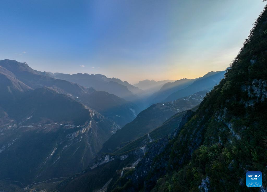 View of Lanying Cliff Road in SW China's Chongqing